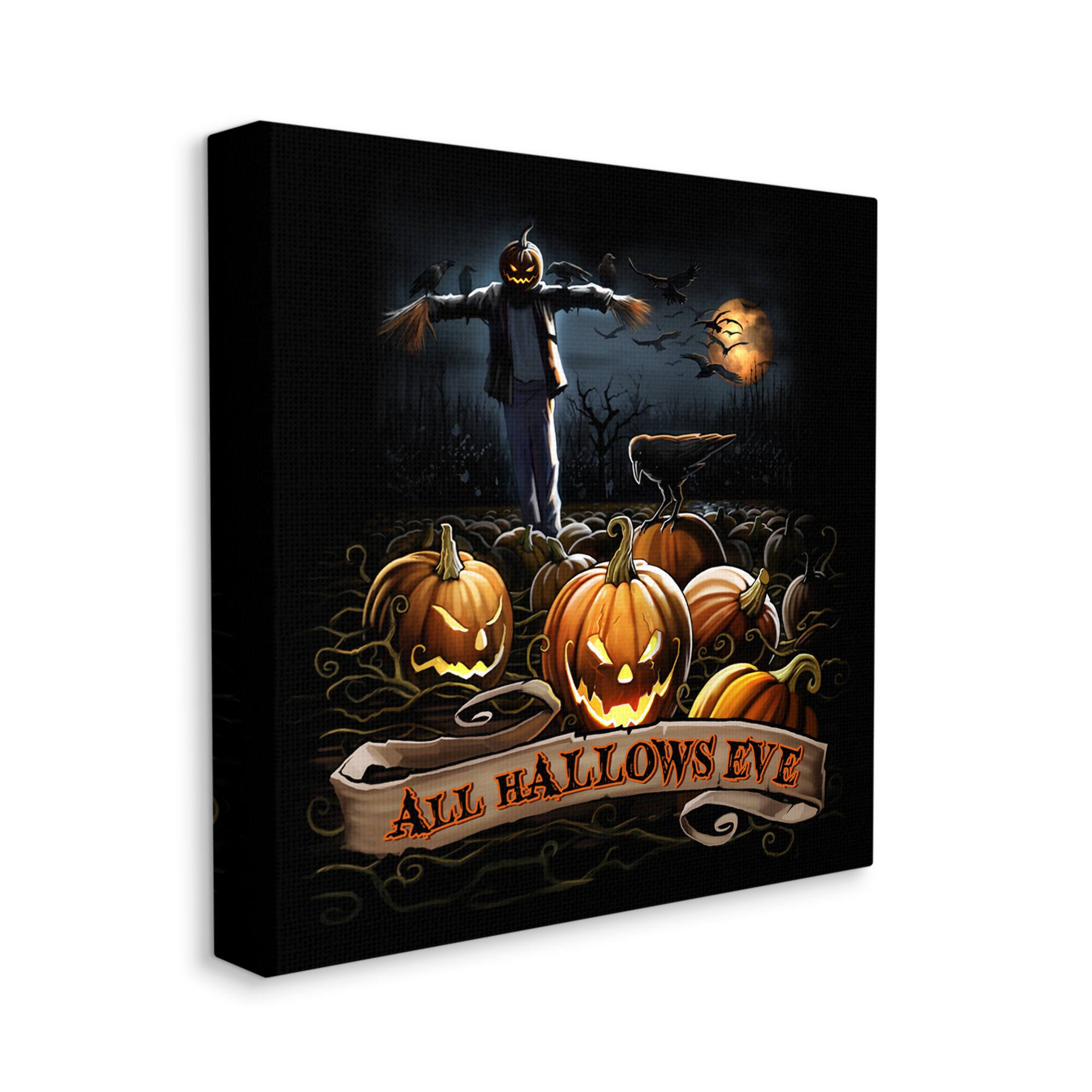 Stupell Industries All Hallows Eve Scary Jack-o-Lantern Night Canvas Wall Art